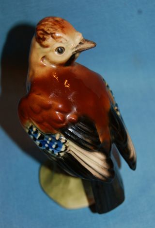Vintage Germany Porcelain Ceramic Pottery Gorgeous Cedar Wax Wing Bird Figurine photo