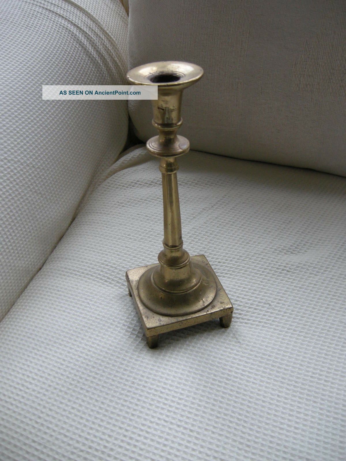 Antique Brass Russian Candle Stick Metalware photo