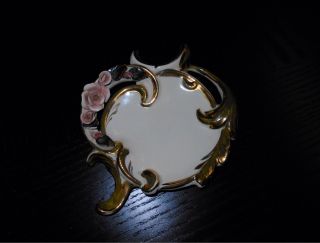 Dainty Depression Era Ring Tray Rosettes And Gold Leif photo