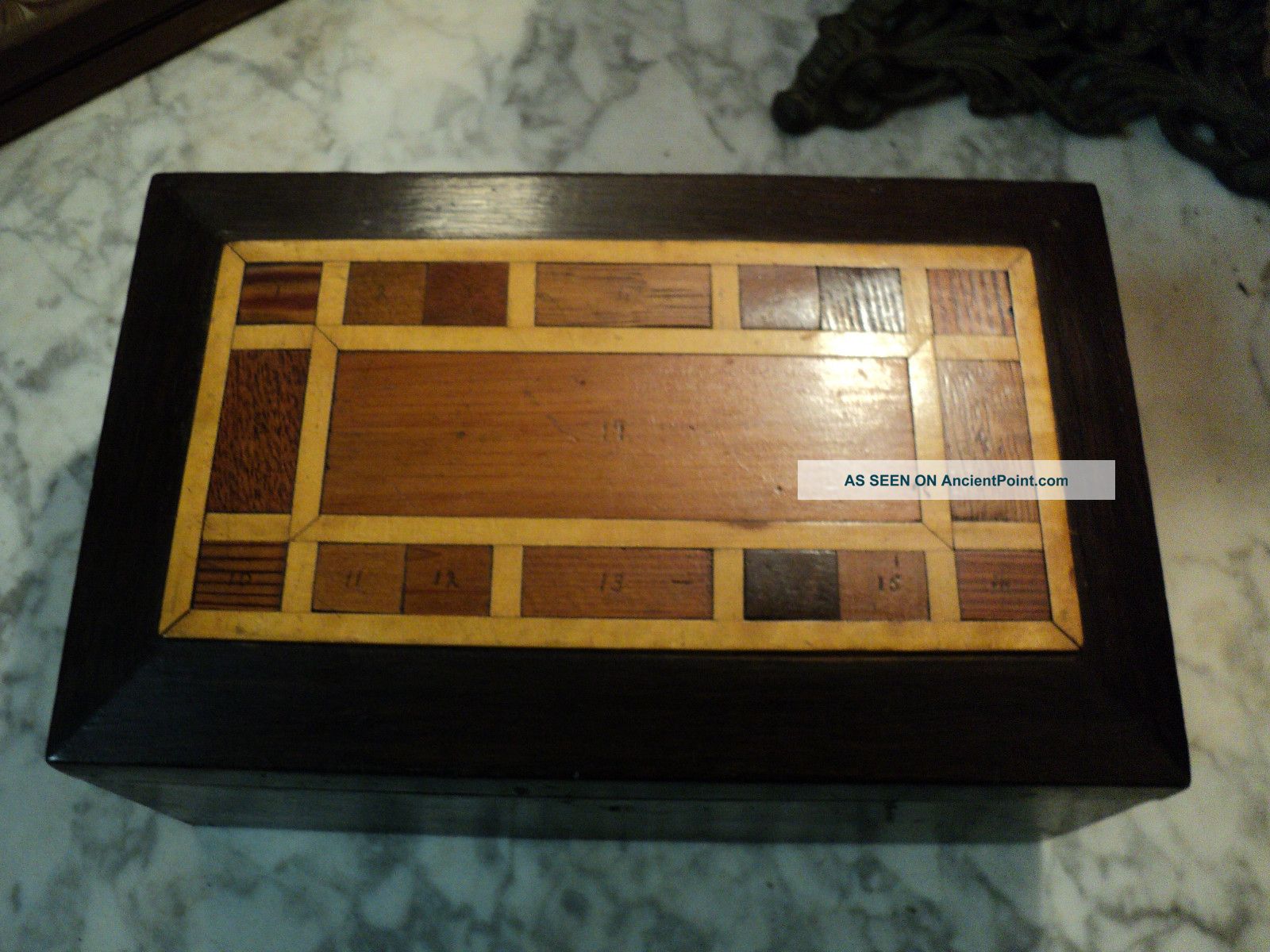Antique Historical Americana Inlaid Wood Box Revolutionary Constitution Frigate Boxes photo