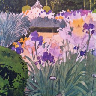 Paris Watercolor Print Bagatelle Garden - Van Gogh Irises - Pierre Deux photo