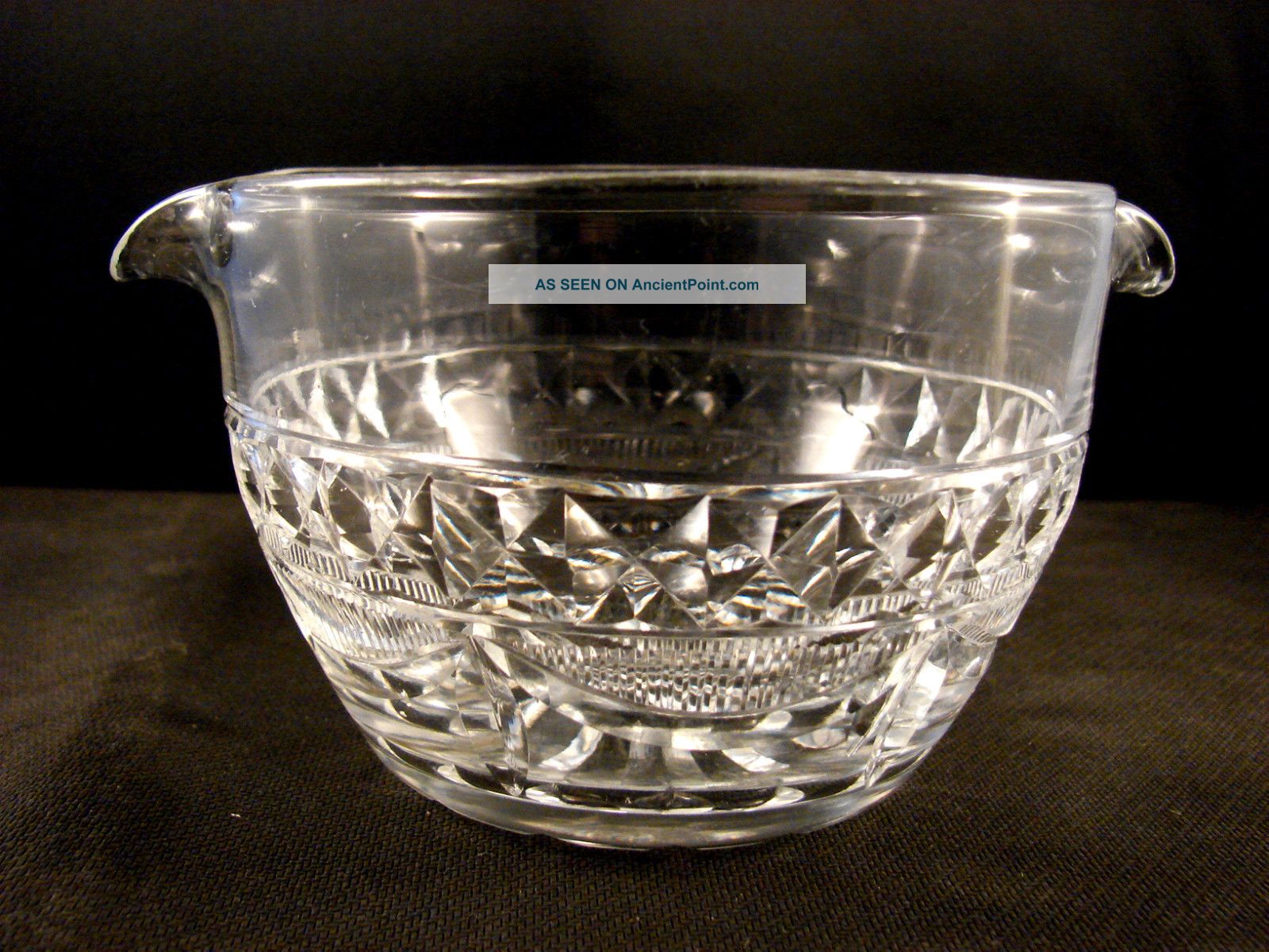 19th C Cut Glass Double Lip Wine Rinser Stemware photo