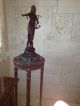 Bronze Statue And Marble Top Wood Pedestal Table - Antique Set Other photo 6