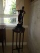 Bronze Statue And Marble Top Wood Pedestal Table - Antique Set Other photo 7