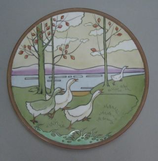 Lovely Nippon True Arts & Crafts Hand Painted Plate 4 Geese photo