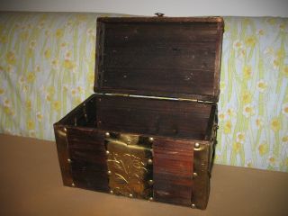 Wooden Box Made By Wood And Metal Foil Vintage photo