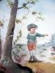C1900 Antique Limoges Wall Plaque Porcelain China Plate Boy Plays With Kittens Plates & Chargers photo 7