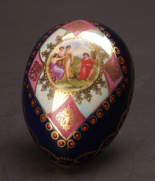 A Outstanding & Rarely Porcelain Jewels Egg Box Made In France Ca.  1896 - 1900 photo