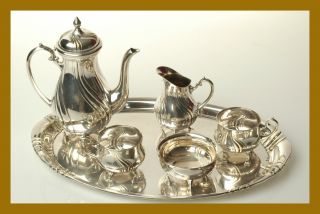 Art Deco Coffee Service For Two People Silver Orig.  Wmf Germany Ca.  1910 photo