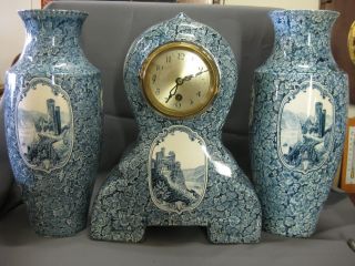 German Ceramic Clock Set Ludwig Wessel Bonn photo