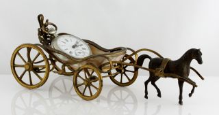 Antique French Palais Royal Pocket Watch Holder,  A Horse Pulled Carriage 1830 photo