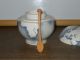 Vintage Art Deco Marque Depose Amora Globe Shaped Mustard Pot W/ Wooden Spoon Other photo 3