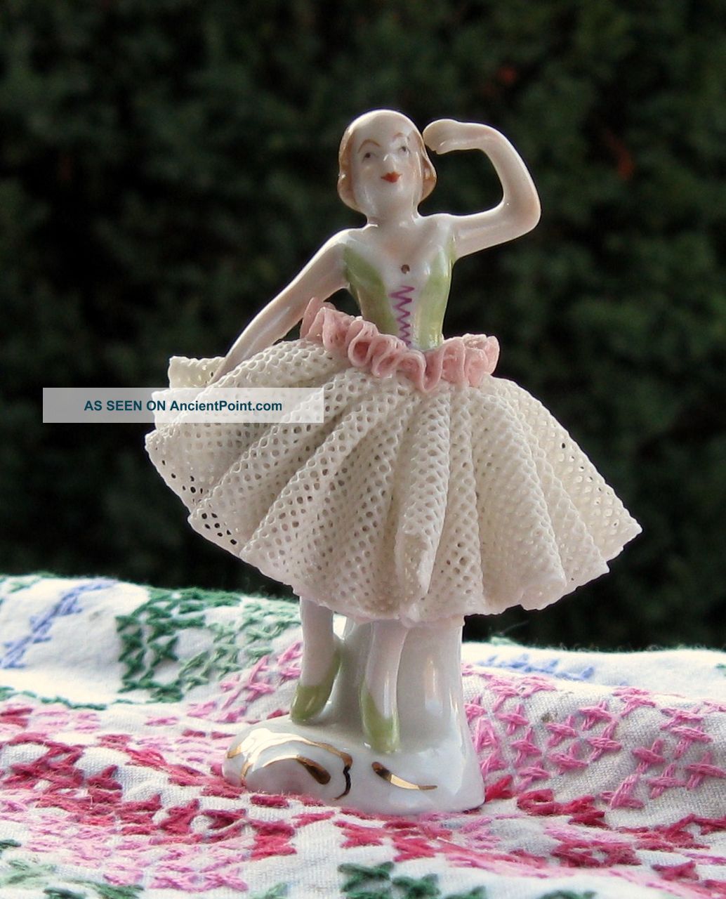 Unterweissback German Dresden Porcelain Lace Figurine Unter Weiss Bach Figurines photo