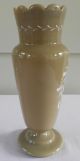 Bristol Glass Vase Creamy Green Opaque Handpainted Flowers Gold Gilt Vases photo 3