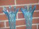 Antique Dugan Spiralex Electric Blue 8 Rib Twist Vases - 1 Pair - 10.  5 