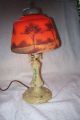 Hand - Painted Reverse Painted Budoir Lamp Circa 1910 - 1930 Lamps photo 1