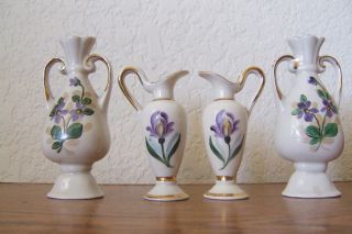 Hand Painted Mini Vases Set Of 4 Floral Print photo