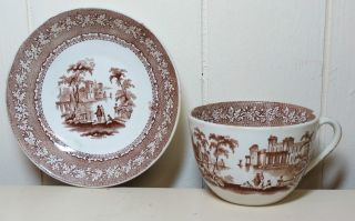 Antique Palmyra Dessert Bowl And Cup,  Brown Transferware,  Marked photo