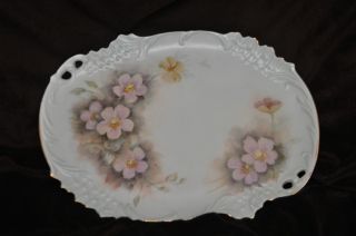 Antique French Hp (artist Sgd) Porcelain Tray 12 