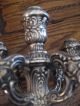 Antique Old Pair Sterling 5 Arm Candelabras - Candlesticks Silver 925 Total 66oz Metalware photo 3