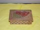 1915 Jewels Red Floral Jewelry Box Wood Burnt Marked With Patent Boxes photo 7