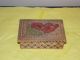 1915 Jewels Red Floral Jewelry Box Wood Burnt Marked With Patent Boxes photo 7