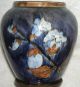 Antique Porcelain Floral Vase On Solid Heavy 2 Piece Brass Base,  Very Old Vases photo 2