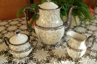Rare Vintage C&i Thelson Atwasser Bavaria 3 Piece Tea Set Teapot Sugar&creamer photo