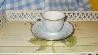 Vintage L.  Moon 1958 Signed Porcelain Cup And Saucer,  Hand Painted photo
