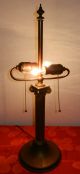Table Lamp With 6 Panel Caramel Slag Glass Shade And Classic Column Base Lamps photo 1