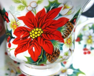 Royal Albert Poinsettia Hand Painted Tea Cup And Saucer Teacup photo