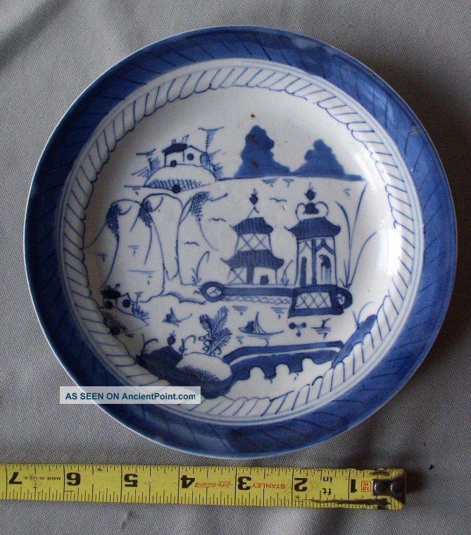 Antique Chinese Canton Export Porcelain Early 19th Century Luncheon Salad Plate Plates photo