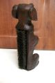 Vtg.  Dachshund Weiner Dackel Dog Wood Carved Clothing Brush Black Forest Figurine Carved Figures photo 1