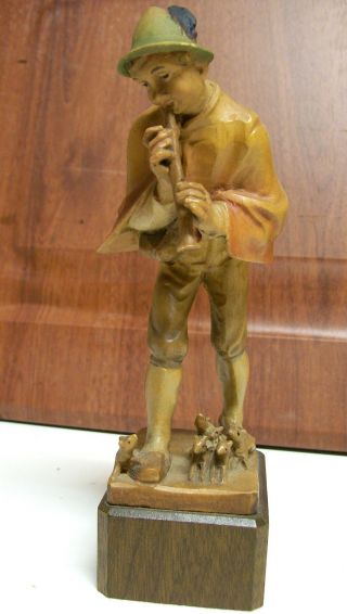 Vtg.  Boy Playing Flute Germany Oberammergau Figurine Figure photo