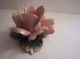 Vintage 1940s Capodimonte Majolica Pink Rose Candlestick Candle Holder Italy Candle Holders photo 2