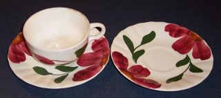 Estate Sale Vintage Handpainted 2 Saucers 1 Cup Unmarked Half Flower Old photo