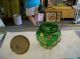 Vintage Musical Green/gold Metal Biscuit Jar Made In Japan Decanters photo 1