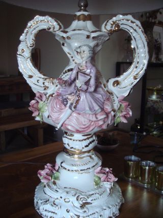 Antique Capodimonte Figurine Table Lamp photo