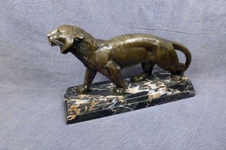 Important Large & Spectacular Antique ' One Of A Kind ' Bronze Statue Of A Tiger photo