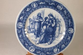 Antique Wedgwood Decorative Flow Blue Plate Inanhoe And Lady Rowena photo