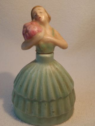 Antique Porcelain German Perfume Bottle Art Deco Victorian Lady Mrkd Germany 15 photo