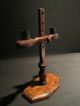 Repro Antique Primitive Wood Adjustable Candle Stand Table Holder Candlestick Primitives photo 4
