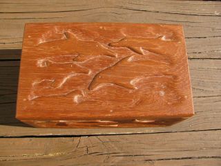 Vintage Hand Carved Box - Jewelry/collectibles - Ocean Motif - Pirate?,  Christmas? Fun photo