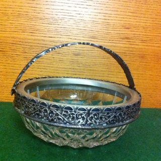 Glass Silverplate Bowl With Handle photo
