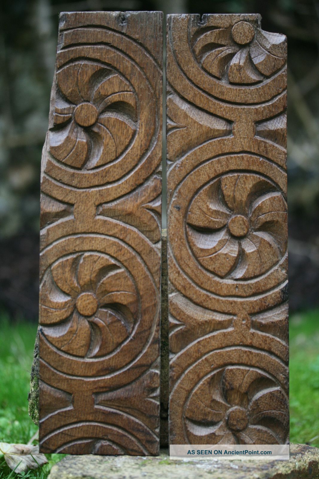 Pair Of Mid 17th C.  Oak Carved Wooden Rectangular Panels C1650 Other photo