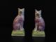 Pair Rare Early19th C.  Staffordshire Cats Sunderland Luster Porcelain Figurine Figurines photo 1