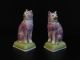 Pair Rare Early19th C.  Staffordshire Cats Sunderland Luster Porcelain Figurine Figurines photo 2