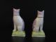 Pair Rare Early19th C.  Staffordshire Cats Sunderland Luster Porcelain Figurine Figurines photo 5