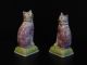 Pair Rare Early19th C.  Staffordshire Cats Sunderland Luster Porcelain Figurine Figurines photo 8