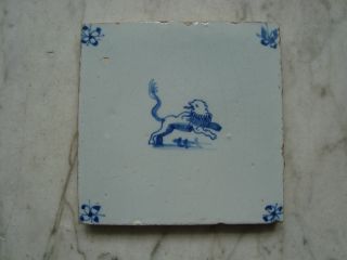 Delft Tile With Lion Approx.  1750 photo